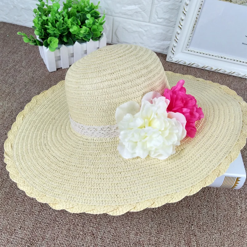 Ladies Sun Hats Summer Beach Straw Hat Peony Flower Outdoor Sports Sunscreen Cap Fashion Casual Caps Free Shipping Sale | Аксессуары для