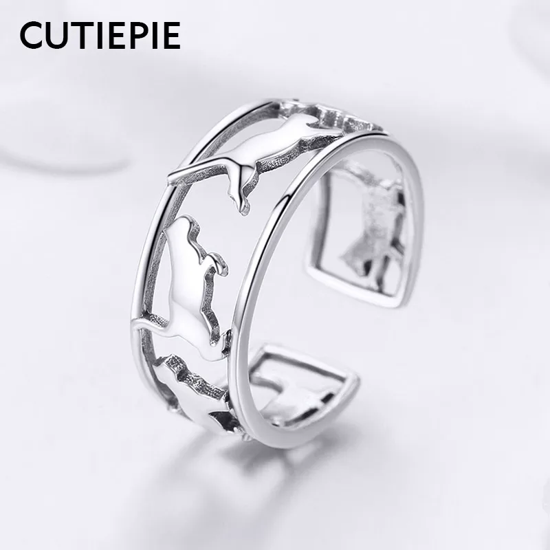 CUTIEPIE Настоящее серебро 925 пробы с животными счастливые кошки кольца для женщин