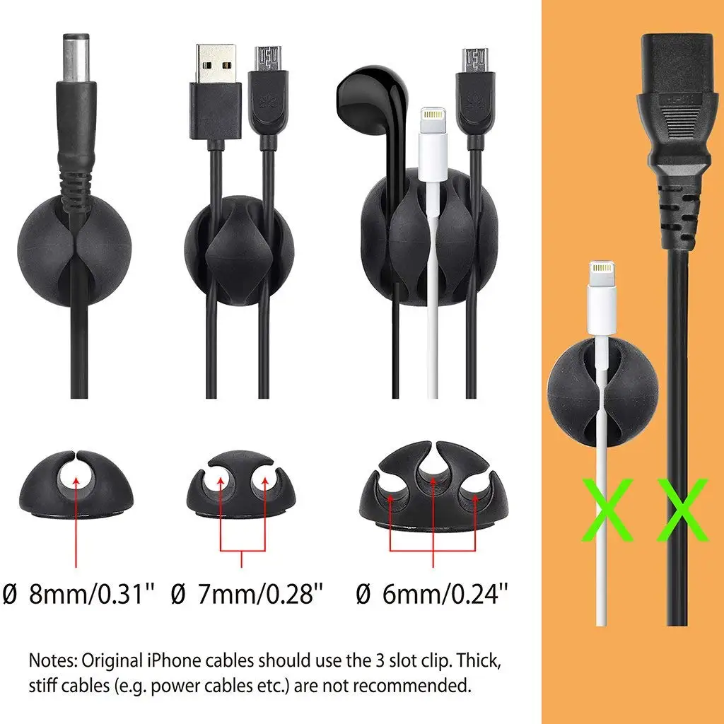 12 Pack Long Lasting Cable Tidy Clips Management Desktop Cord Holder and Hider Charging Wire Drop Organizer Man |