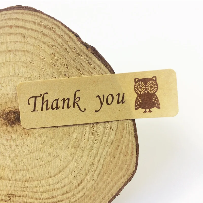 Винтажная наклейка спасибо 120 шт./лот Сова из крафт-бумаги сделай сам для подарков