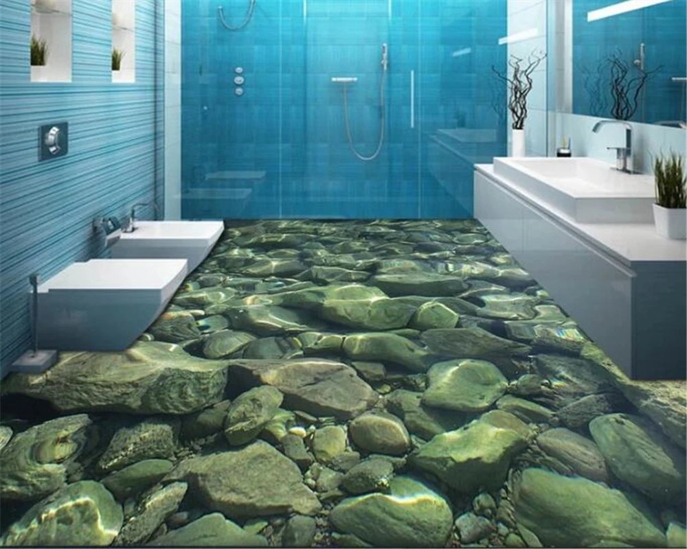 Водонепроницаемый самоклеющиеся обои 3D галька ванная комната трехмерный