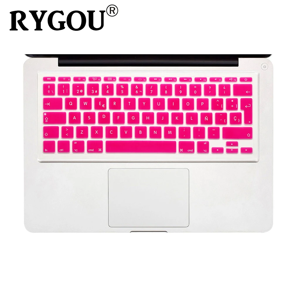 Pink Испанский и английский ISO Европейский раскладка клавиатуры защитная крышка клавиатуры кожного покрова совместимый для MacBook Air 11 дюймов(модели: A1370& A1465 - Цвет: Pink