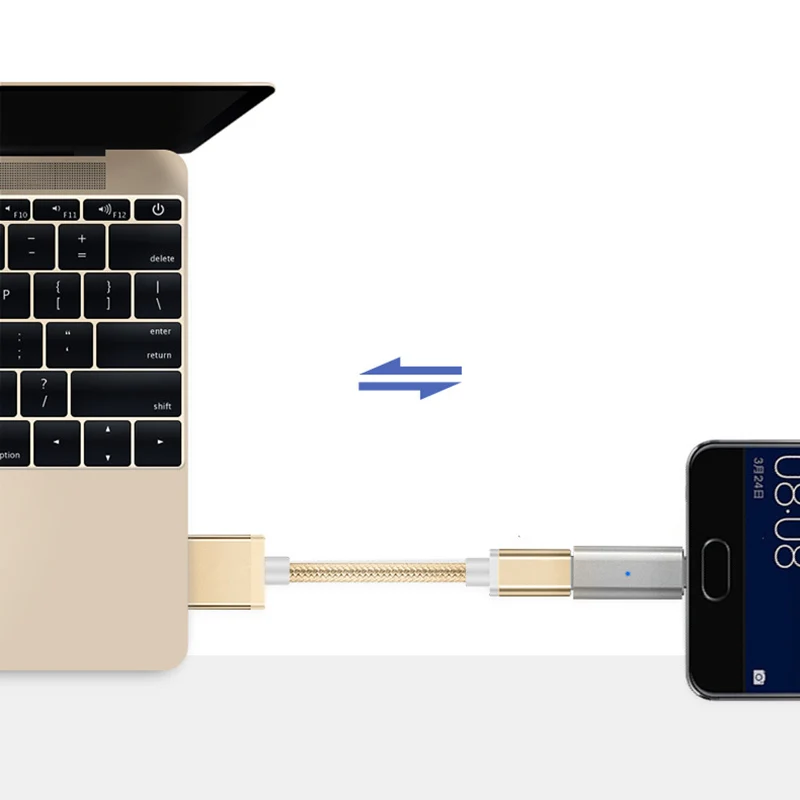3 в 1 Micro USB Female to Type C/Android/IOS Мужской Магнитный адаптер металлический кабель для