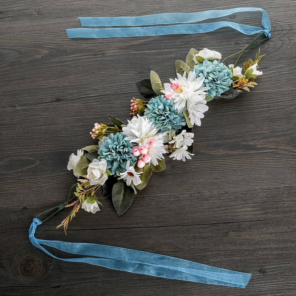 Свадебный Регулируемый цветочный венок MOLANS в виде синей розы для