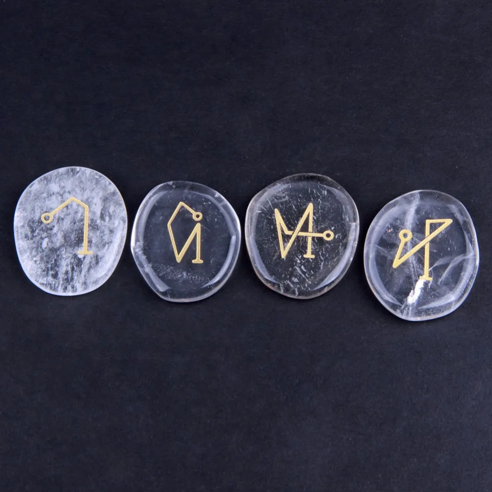 4 шт. натуральный камень кварцевый кристалл терапия чистый Золотая гравировка