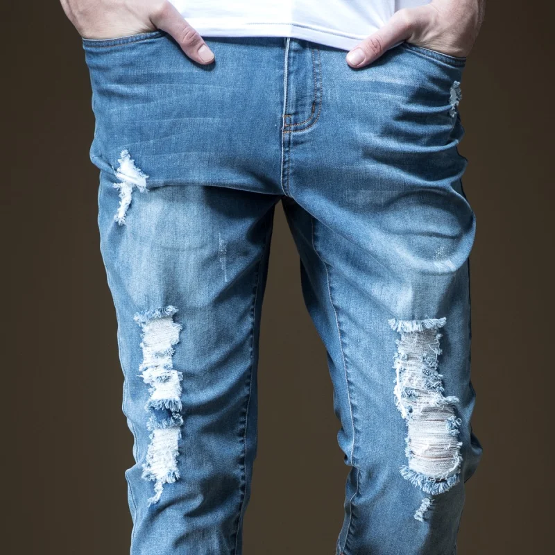 2019 Direct Selling Sale Jeans Men New Arrival Pinli Summer Men's Decoration Body Small Foot Hole Seven Points Tide B192516548 | Мужская