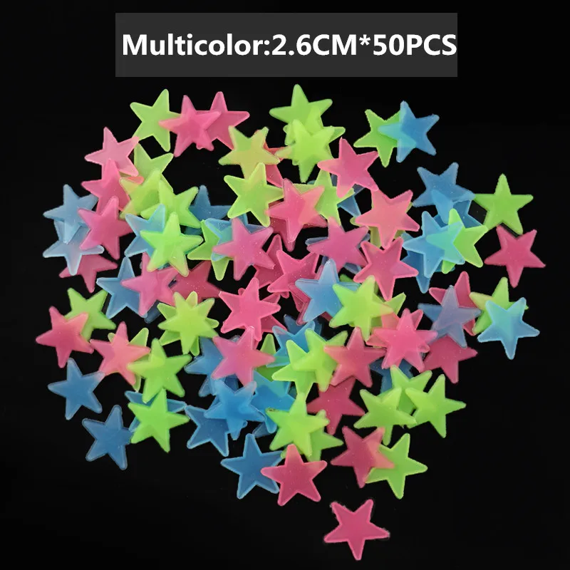 50PCS Little Stars Флуоресцентная светящаяся детская спальня комнаты для хранения Звезда Детская светится в темноте игрушки наклейка клейкая наклейка - Цвет: 50PCS Little Stars