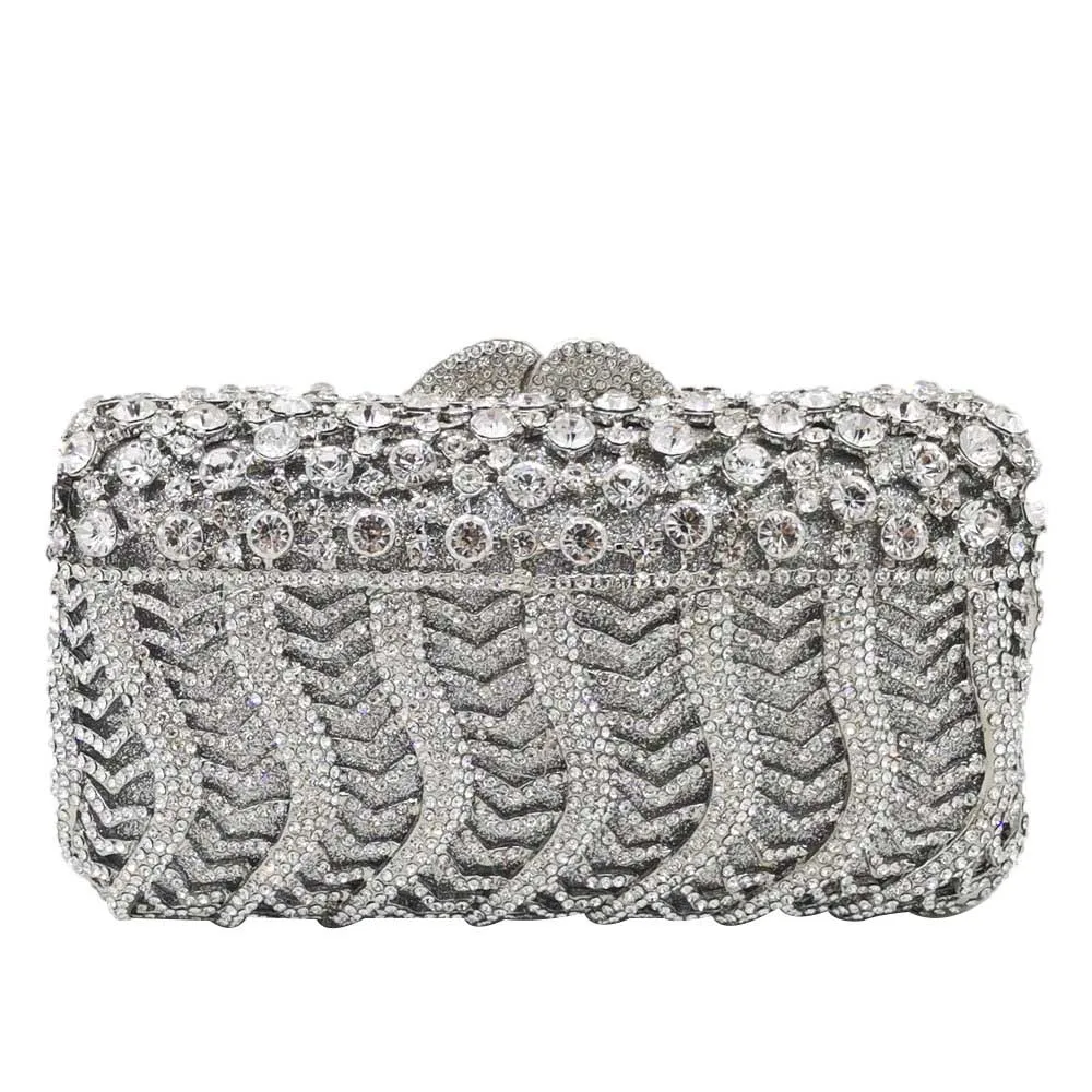 Silver Crystal Bag Бутик De FGG ослепительные женские вечерние сумочки с кристаллами и бриллиантами, свадебные сумочки, свадебная сумочка-клатч, вечерняя сумочка - Цвет: Silver Crystal Bag