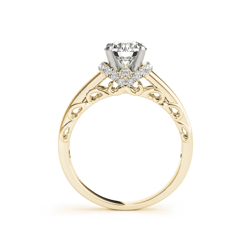 14K массивная, желтая, Золотая обручальное кольцо с камнем комплекты 1ct круглой огранки SONA, имитация Помолвочные кольца с бриллиантом для Для женщин