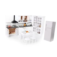 miniature luxury white wooden cabinet refrigerator fridge furniture for 112 dolls house kitchen dinning room decoration