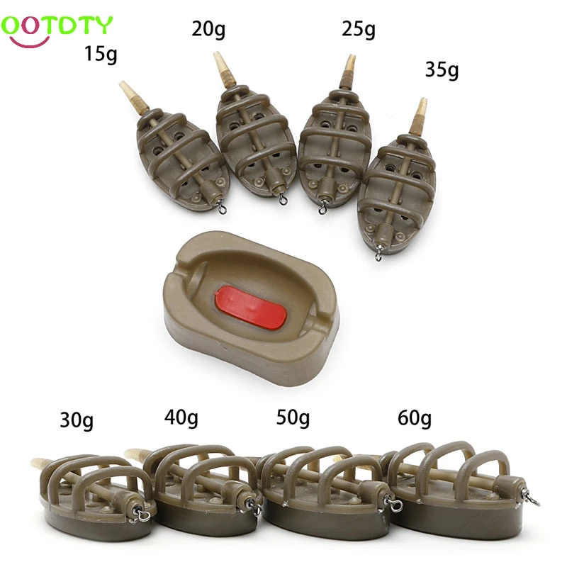 

1Set Inline Method Carp Fishing Feeder 4 Feeders 15/20/25/35g 30/40/50/60g Mould fishing Tackle Accessories