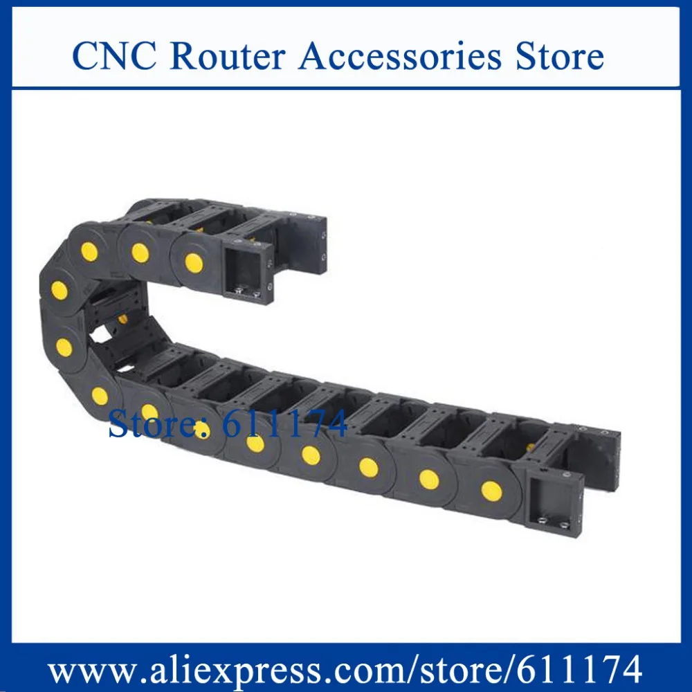 

1m enhanced towline wire carrier inner 20*100mm bridge open type yellow dot Cable drag chain with end connector for cnc machine