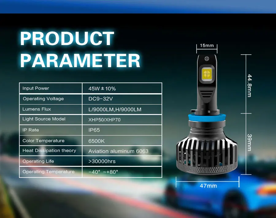1 комплект Автомобильные светодиодные лампы H7 XHP70 90 Вт 6000 лм|Передние LED-фары для