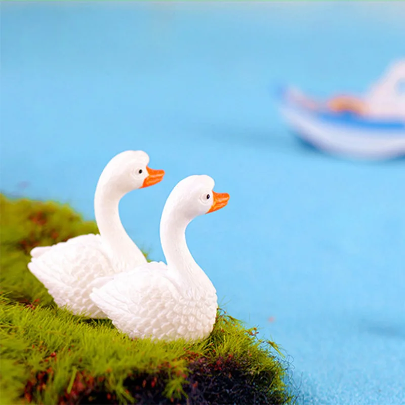 Фигурка белого гуся любви забавная модель лебедя миниатюрные фигурки животных