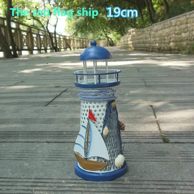 19cm red flag ship 14,19 см кованый маяк, Zakka Средиземноморский стиль подсвечники морской свадебный декоративный подсвечник для дома ремесла - Цвет: 19cm red flag ship