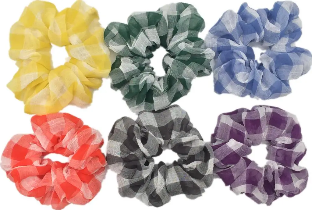 PJ095-A-6PCS 6 шт/лот Бархатные эластичные резинки для волос, резинки для волос для девочек, не складываются, леопардовые женские большие мелкие блестки из шифона с цветочным рисунком - Цвет: PJ095-A-6PCS