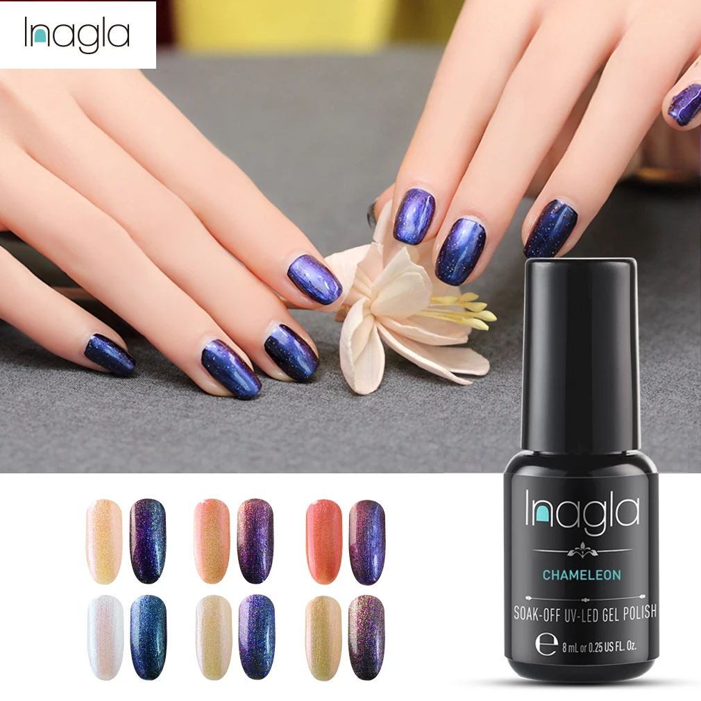 Inagla Chameleon Color Nail Gel Polish 8ML Top Base Coat Vernis UV &amp LED Varnishes Lacquer Semi Permanent | Красота и здоровье