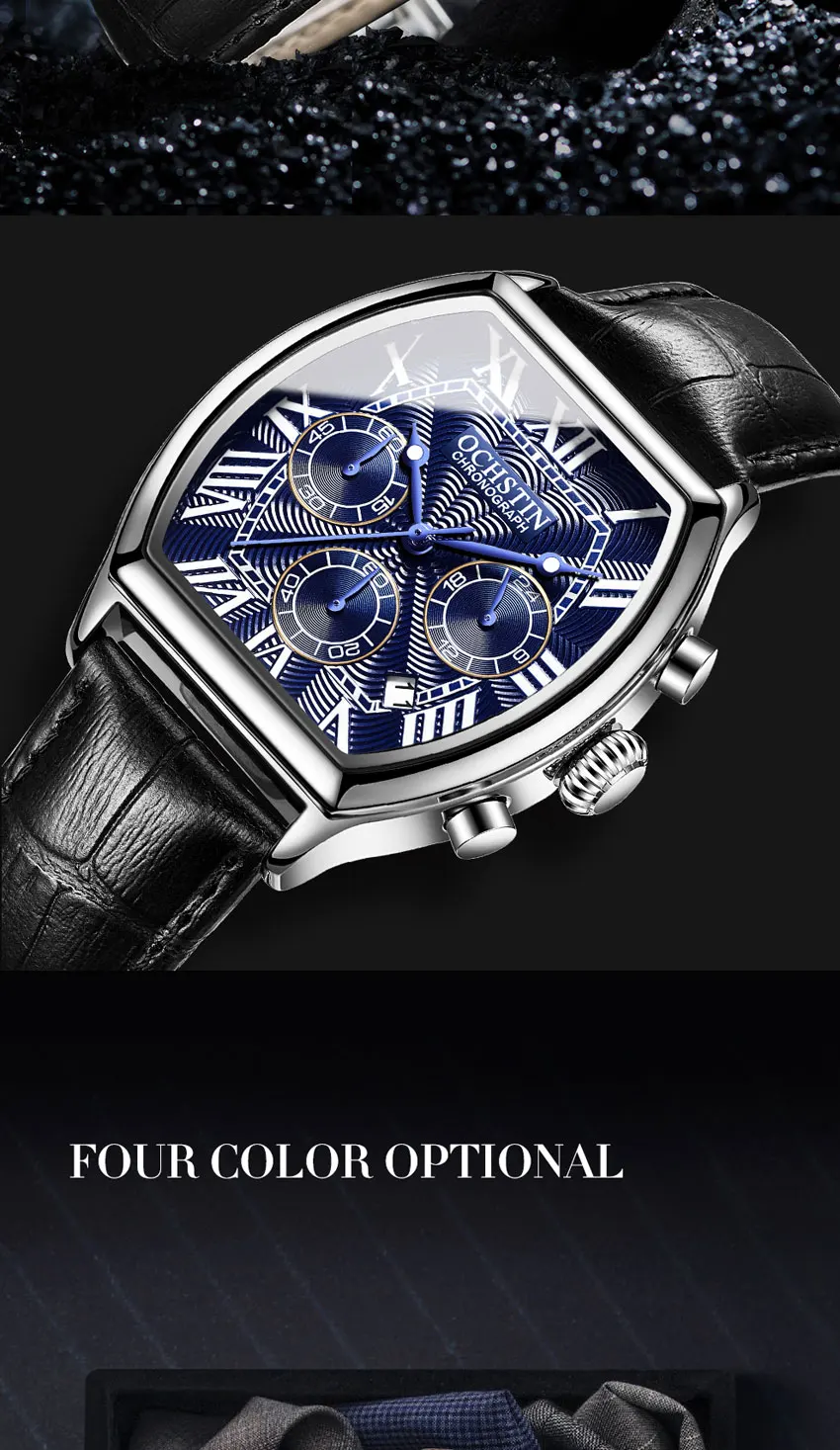 OCHSTIN Auto Date Sports Military Men Watches Luxury Brand Tonneau Quartz-watch Man Leather Army Male Clock Relogio Masculino