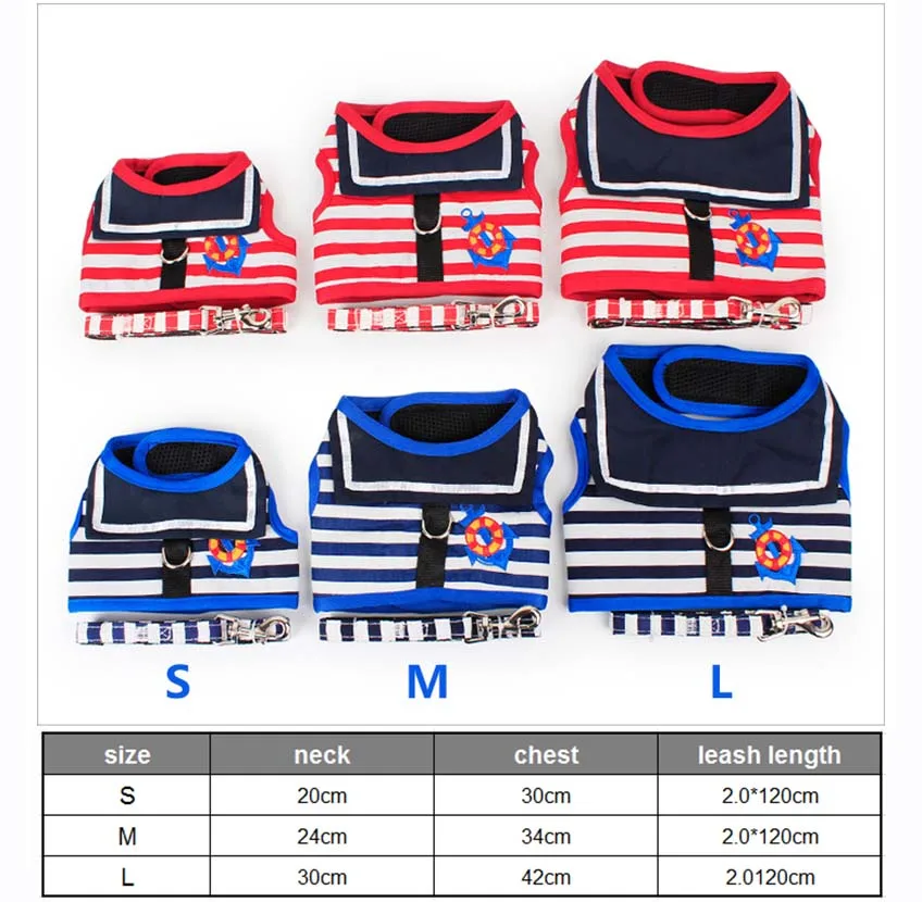 No Pull Step-in Mesh Dog Harness with Padded Vest Classic Navy Stripe Pet Puppy Walking and Leash Leads Set S M L | Дом и сад