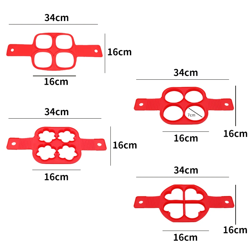 4 отверстия Круглый/квадратный/Сердце/в форме цветка из силикона блинница DIY яйцо
