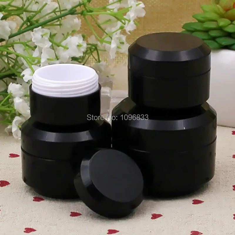

5g 10g 15g 30g Empty Skin Care Packing Bottle Black Plastic Jar Facial Mask Cream Bottle Eye Cream Box Containers, 50 units/Lot