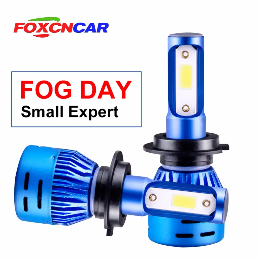 Foxcncar LED Fog light H7 Car headlight H1 H3 H11 9005 9006 DC12V 6500K 4300K 72W COB General lighting foggy day rainy | Автомобили и