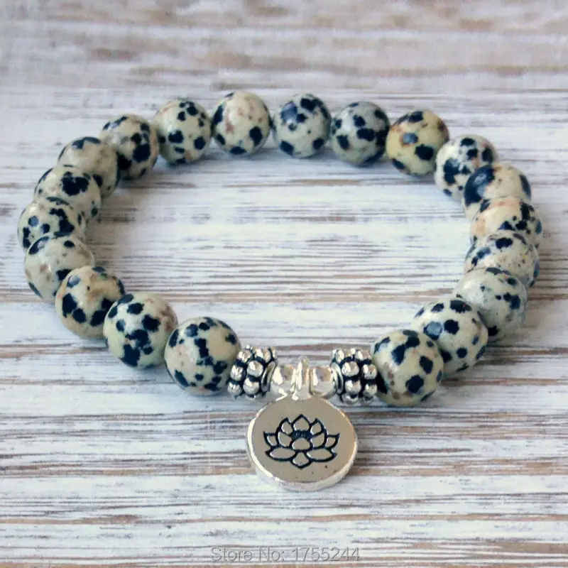 Браслет из далматинского камня SN1073 новый дизайн мужские браслеты для йоги