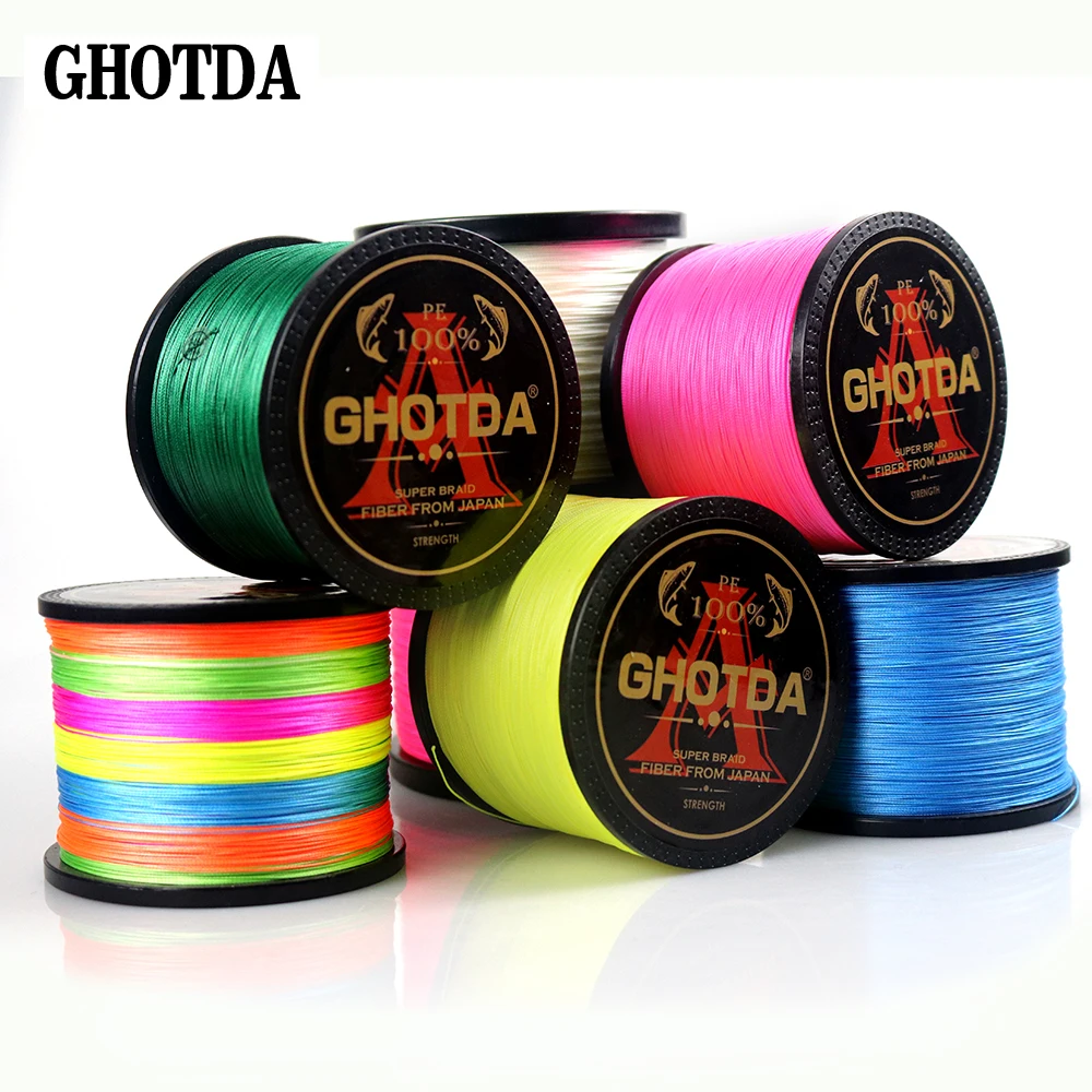 Плетеная рыболовная леска GHOTDA 8 нитей 1000 м 500 300 из ПЭ суперпрочная улучшенный