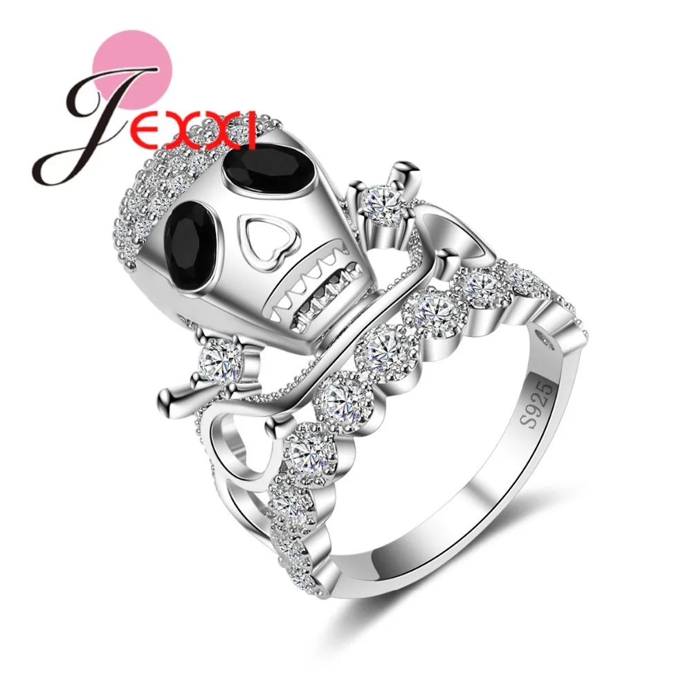 

New Fashion Trendy Jewelry Hyperbolic Mystic Type Skeleton Design Ring 925 Sterling Silver Needle CZ Crystal Ring for Men/Women