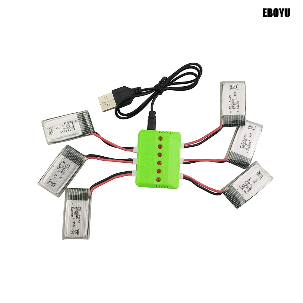 EBOYU 6 шт. * Syma X51 TKKJ M71 3 7 В 380 мАч Lipo аккумулятор + балансирующее зарядное устройство