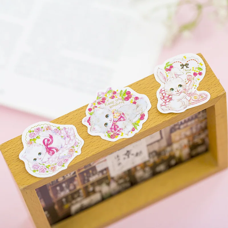 32 шт./пакет прекрасный кот Цветы Наклейки декоративный элемент для рукоделия