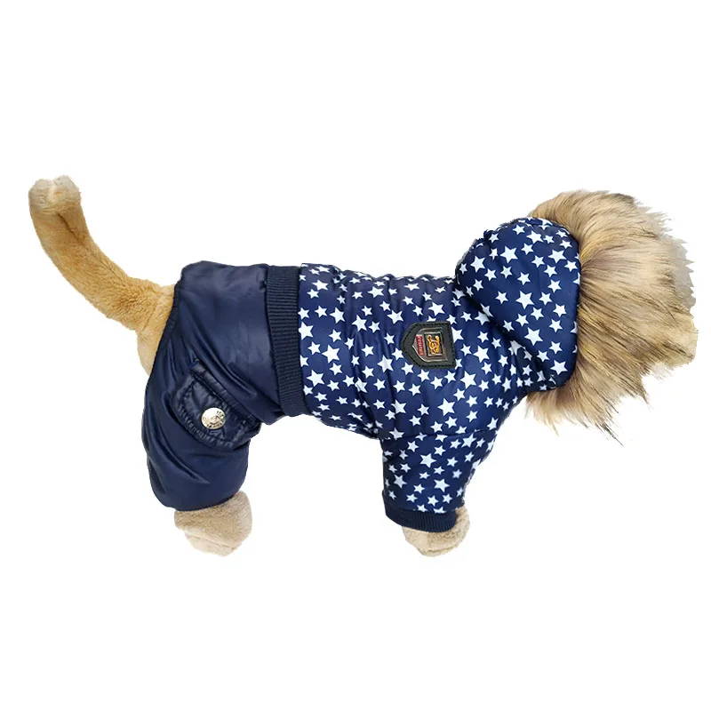 New Star Pattern Pet Dog Clothes Warm Jacket Coat For Small Dogs Windbreaker Thicker Cotton Hooded Chihuahua | Дом и сад