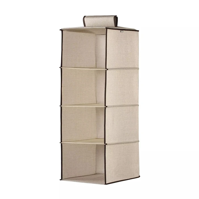 Four layers beige Простой стиль имитация белья подвесной шкаф Органайзер для одежды моющийся подвесной мешок для хранения ящик тип Домашний Органайзер - Цвет: Four layers beige