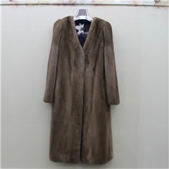 Новинка 2023, модное женское пальто из 100% натурального меха норки с V-образным вырезом, зимняя Длинная тонкая теплая Копенгагенская шуба из меха норки