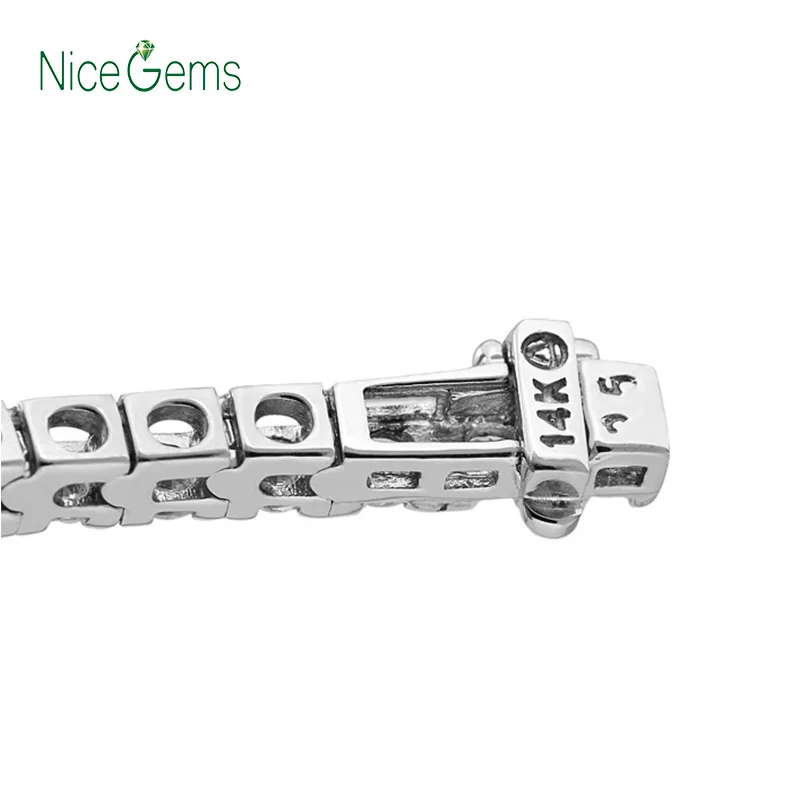 NiceGems однотонный 14K белый женский браслет из драгоценного камня с муассанитом