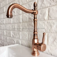 bathroom faucet antique red copper basin faucet deck mounted single handle single hole hot and cold water tap nnf415