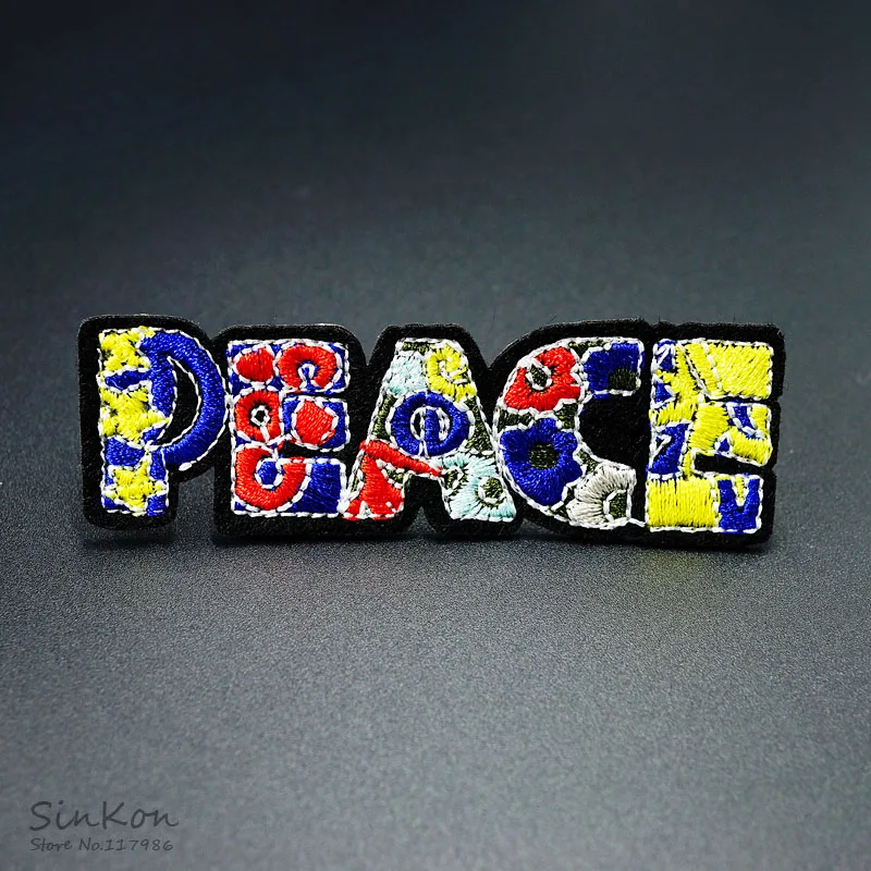Патчи с вышивкой PEACE (Размер: x см) термоклейкая аппликация значки наклейки для