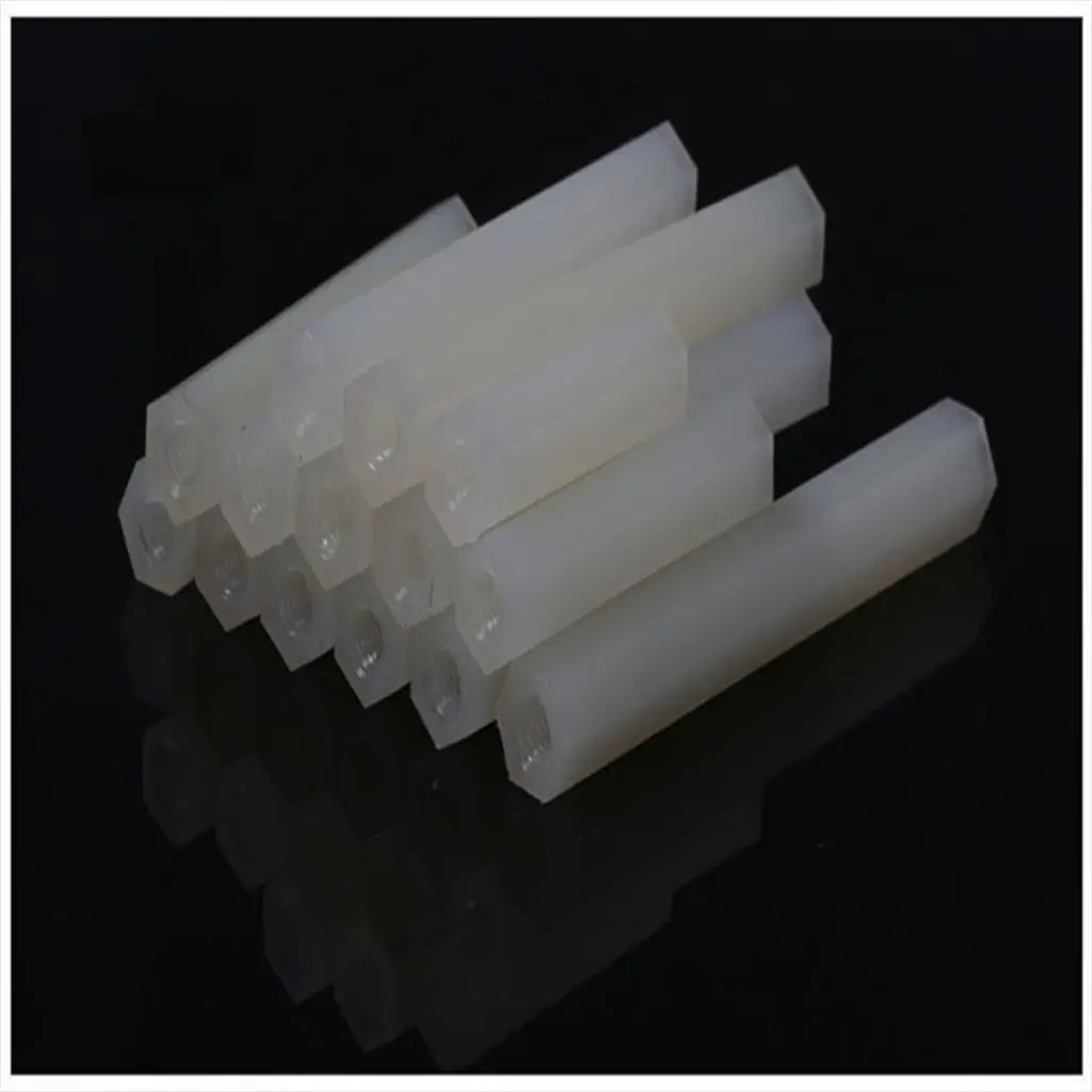 

100Pcs M2 2mm white hex nylon spacer column Flat head double pass nylon plastic spacing screws nylon hex standoff spacer