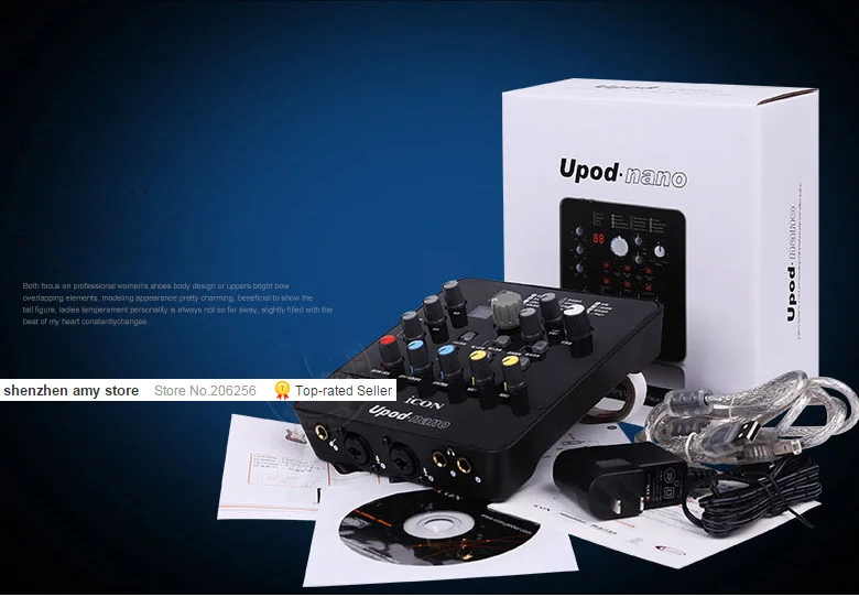Новый горячий значок upod nano USB звуковая карта Plug play 2 mic In/1 guitar In Out Интерфейс записи +