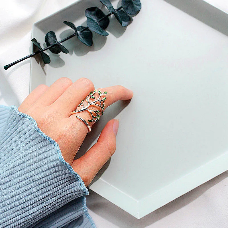 Изысканное женское кольцо в форме дерева INZATT модное зеленое с распылителем и