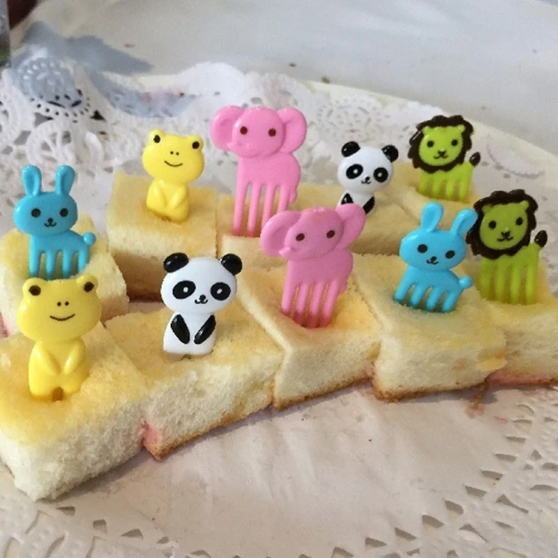 10 шт. Фруктовые палочки вилки Kawaii животные еда Ланч-бокс аксессуар Декор инструмент детская вилка