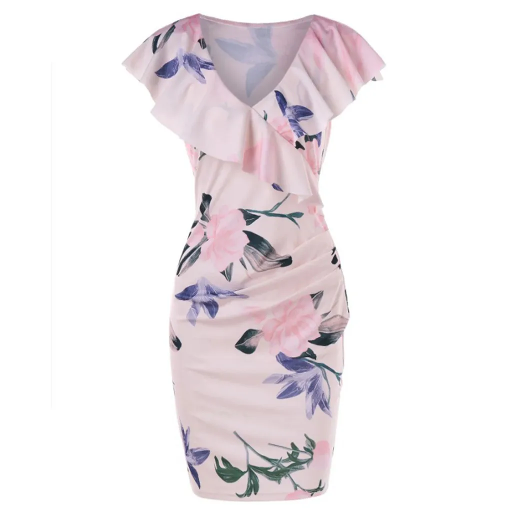 Женское летнее платье с v-образным вырезом сексуальные Повседневные Вечерние