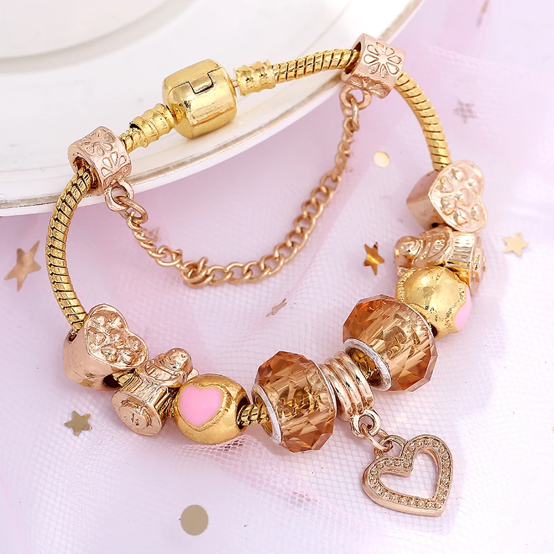 Boosbiy Dropshipping Antique Fashion Charm Bracelet For Women With Heart Pendant Safety Chain Fine Jewelry Gift|Браслеты с шармами| |