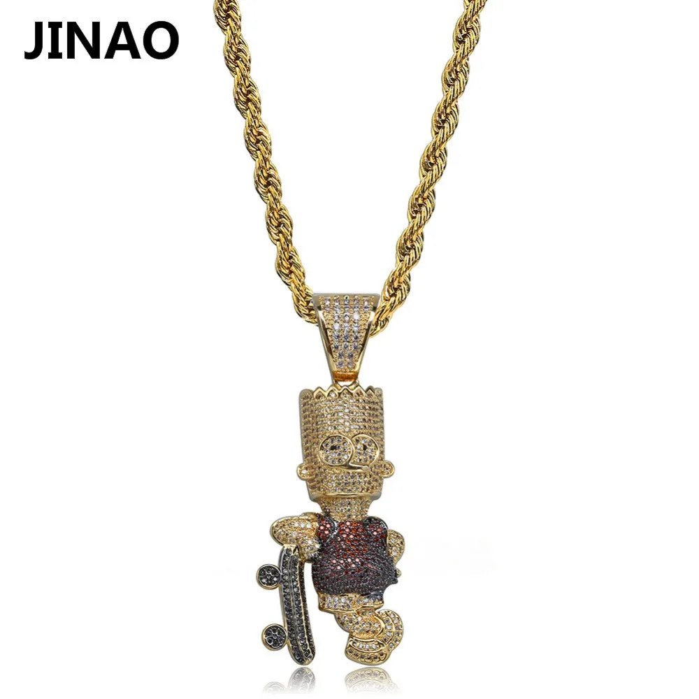 JINAO в стиле хип хоп с изображением Симпсона кулон форме скейтборда Для мужчин