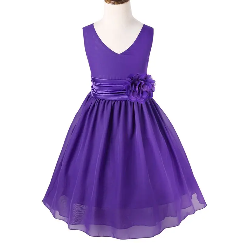 Purple IEFiEl/платье принцессы с цветочным рисунком для девочек; vestido infantil Festa; Детские платья для свадебной вечеринки для девочек; детское элегантное великолепное платье - Цвет: Purple