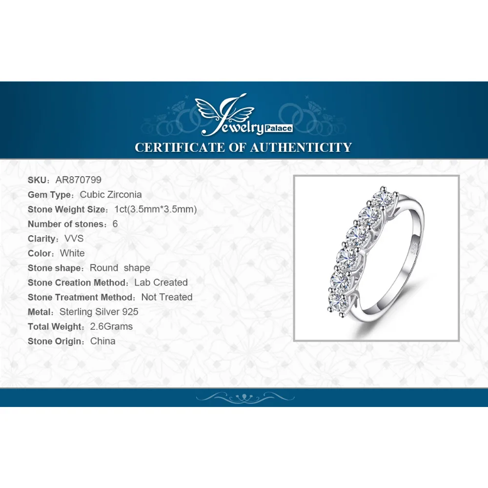 

JewelryPalace CZ Wedding Rings 925 Sterling Silver Rings for Women Stackable Anniversary Ring Eternity Band Silver 925 Jewelry