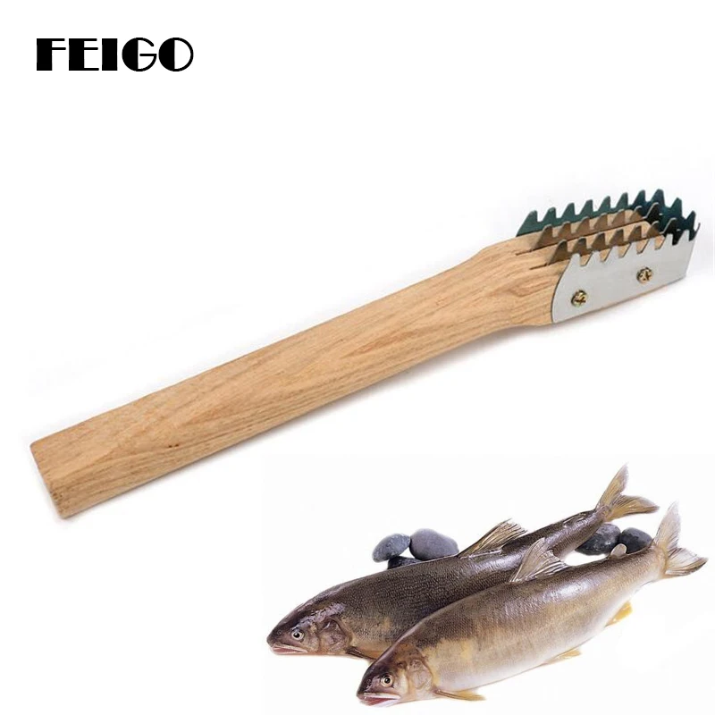FEIGO 1 шт. щетка для рыбьей кожи деревянная соскальзывания чешуи кухонные терки