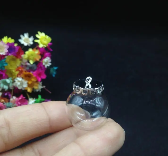 5sets/lot 20*12mm glass globe jewelry findings set vial pendant wishing bottle dome cover necklace charms | Украшения и