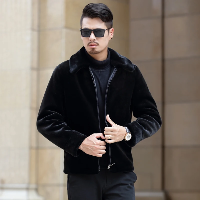 Coats mens 2018 men's Winter Sheep's cashmere jackets High quality coat thickening casual fashion Overcoat men Plus Size M-3XL |