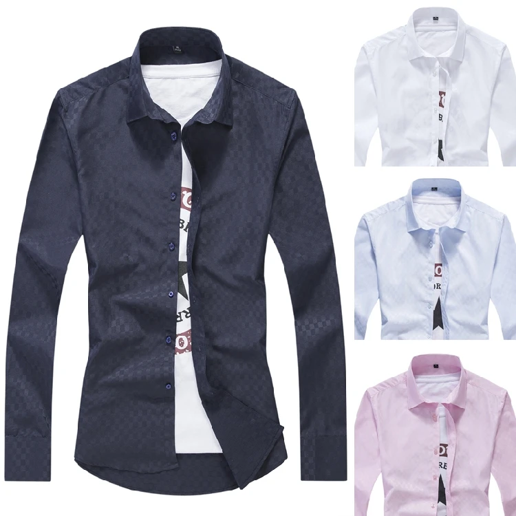 Free shipping 2017 New spring Fashion Men's Clothes Slim Fit Men Long Sleeve Shirt Print Luxury Dress Shirts | Мужская одежда